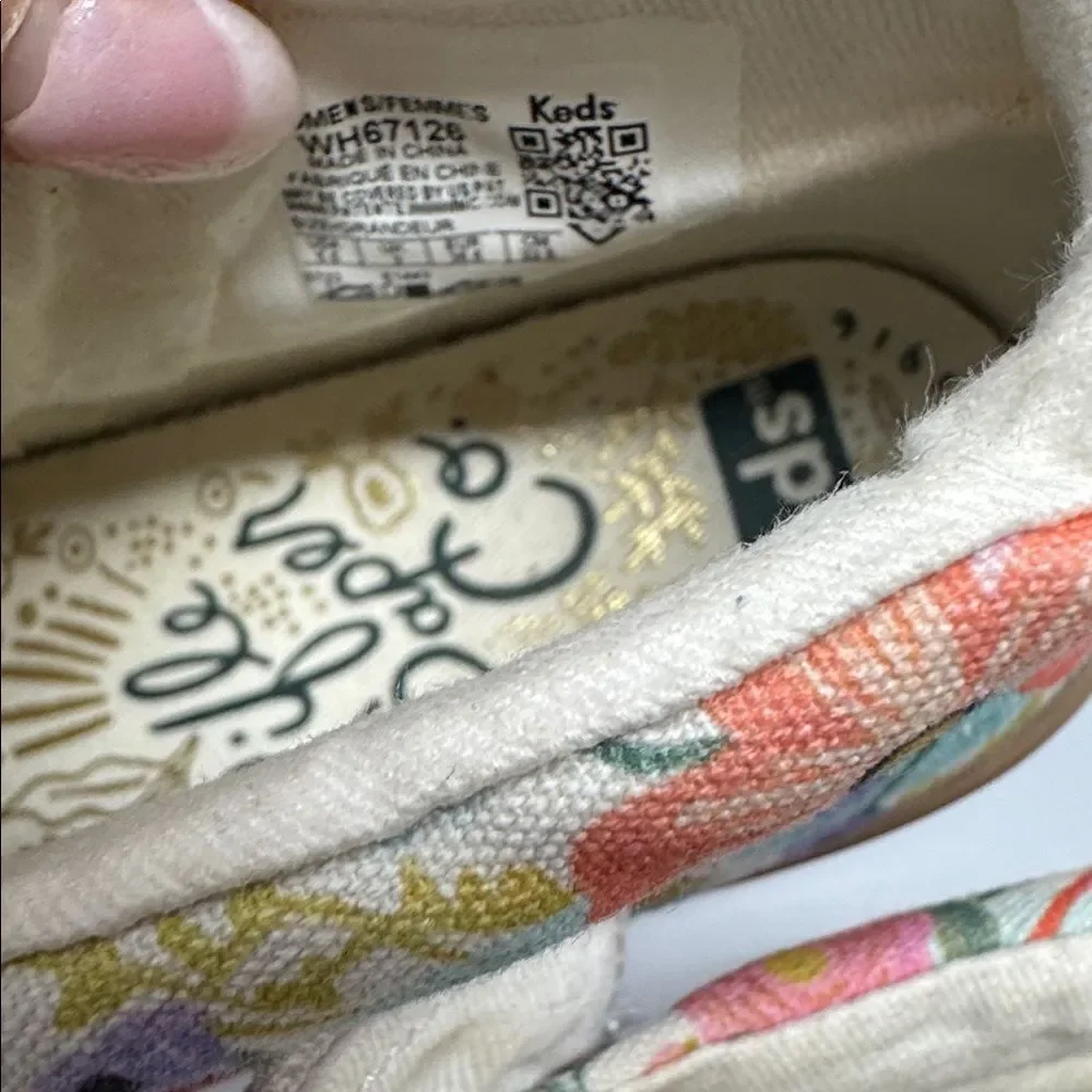 Rifle Paper Co x Keds Cooper Suede Zip Bootie Garden Party SZ 5.5 Tan Floral